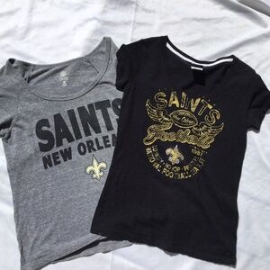 2 New Orleans Saints Shirts, 1 Long Sleeve, 1 Short Sleeve T-Shirt, both MEDIUM